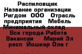 Распиловщик › Название организации ­ Ригдом, ООО › Отрасль предприятия ­ Мебель › Минимальный оклад ­ 1 - Все города Работа » Вакансии   . Марий Эл респ.,Йошкар-Ола г.